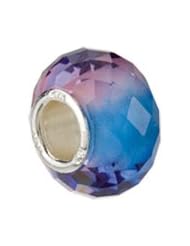 Blue and Purple, Faceted Glass Charm for 3mm Charm Bracelets