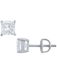 Platinum Princess Cut Diamond Stud Earrings 1.50 CT. TW.