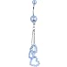 Light Blue Faux Pearl Hollow Heart Chain Drop Belly Ring