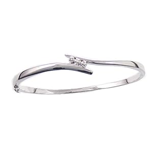 Sterling Silver Diamond-Accent Swish Bangle Bracelet