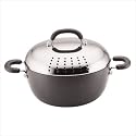 Circulon 80089 II Hard Anodized Aluminum 5.5 Quart Casserole with Locking Colander Lid