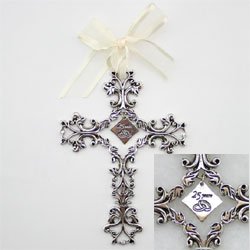 25th Anniversary Cross - Silver Wedding Anniversary Commemorative Ornament