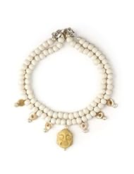 Meg Carter Designs Bone and Freshwater Pearl "Buddha Necklace" in Bone