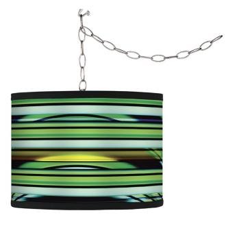 Swag Style Blue Neon Shade Plug-In Chandelier
