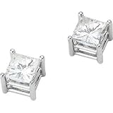 14 Karat White Gold Moissanite Square-Cut 5mm Solitaire Stud Earrings