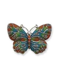 Sterling Silver Marcasite Enameled CZ Pin