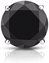 14k White Gold Round SINGLE Black Diamond Stud Earring (0.60cttw) 4-Prong Basket set with Push-back by Diamond Wish