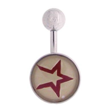 Houston Astros 316L Stainless Steel Belly Ring - 14G - 3/8 Inch Bar Length - Sold Individually