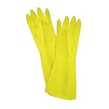 Excellante Medium Latex Gloves, 12-Inch by 4-1/8-Inch Yellow, 12-Pairs