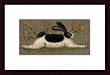 Art Poster Wood Framed Print - Green Folk Bunny - Artist: Lisa Hilliker- Poster Size: 16 X 8