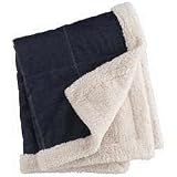 NoJo 2-Sided Faux Fleece and Denim Stroller Blanket - Blue/ Ivory