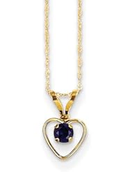 MadiK® Childrens 14K Yellow Gold Sapphire Birthstone Heart Necklace 15"