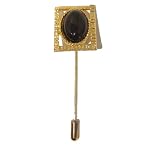 Onyx Pin 01 Stick Gold Pewter Black Crystal Healing Natural Oval Gemstone Protective Stone Accessory 2.8