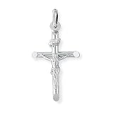 9ct White Gold Crucifix Cross Pendant with Inri Inscription