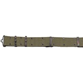 Genuine Military Style G.I Nylon Pistol Belt w/ Metal Buckle, Olive
