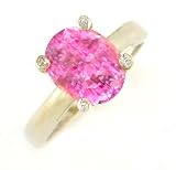 14K Yellow Gold Pink Topaz and Diamond Ring
