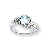 14k White Gold .03ct Diamond & Aquamarine BirthStone Ring