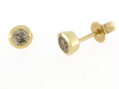 Where to buy 14k Yellow Gold Bezel-Set Champagne Diamond Stud Earrings (1/4 cttw)