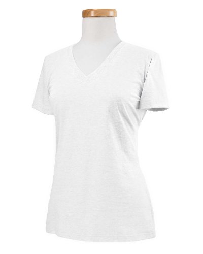 Fruit of the Loom Ladies' Heavy Cotton HD V-Neck T-Shirt, White, Medium