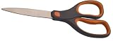 Officemate 8-Inch Stainless Steel Soft Grip Scissors, Straight Design, Gray/Orange Handle (94154)