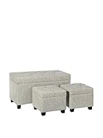 HOME FURNITURE Puff Contenedor 3 Piezas
