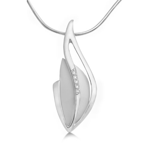Miore Damen-Collier 925 Sterling-Silber Schlangenkette  Anh&auml;nger hochglanzpoliert wei&szlig; Aga Preisvergleich