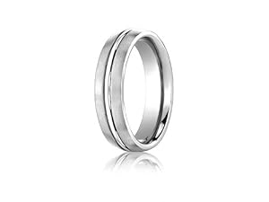 Benchmark® Platinum 6mm Comfort-fit Satin-finished With High Polished Center Cut Carved Design Band Size 8