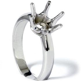 14k White Gold 6 Prong Engagement Ring Semi Mount Mounting Setting