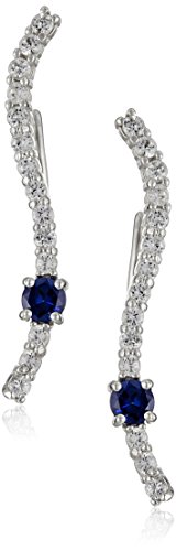 Sterling Silver Created Blue and White Sapphire Ear Crawler Earrings