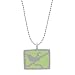 Sterling Silver Rectangle Lime Green Enamel Bird Pendant, 18"