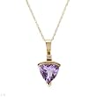 Necklace With 1.37ctw Precious Stones - Genuine Amethyst and Diamond Made of Yellow Gold Length 18in