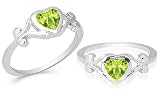 Heart Cut Peridot Ring Sterling Silver