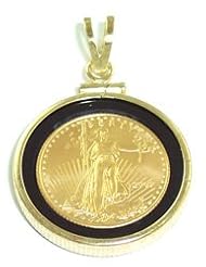 14k coin edge bezel with Onyx insert for 1/10 Maple Leaf gold coin (COIN NOT INCLUDED)