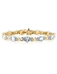 14k Yellow Gold Diamond and Aquamarine Bracelet