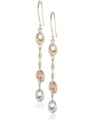 14K Tri-Color Yellow, White and Rose Gold Oval Dangle Earrings