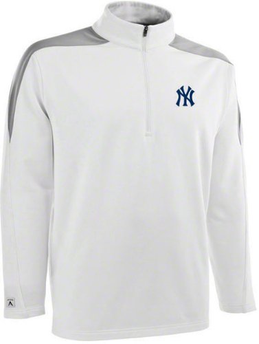New York Yankees White Succeed 1/4 Zip Fleece Pullover