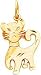 siamese10  - 10K Yellow Gold Siamese Cat Charm Diamond Cut