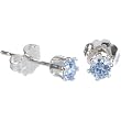 Sterling Silver 3mm Arctic Blue (March) Cubic Zirconia Stud Earrings