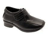 NEW BOYS CHILDRENS KIDS BLACK SCHOOL SHOES WEDDING FAUX LEATHER VELCRO SIZE 4-12