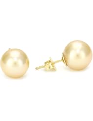 TARA Pearls Gold South Sea 09X10mm Pearl with 18K Yellow Gold Stud Earrings
