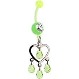 BIOPLAST Green HOLLOW HEART CHANDELIER Belly Ring