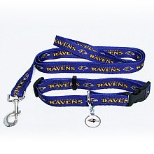 Baltimore Ravens Dog Collar & Leash Set
