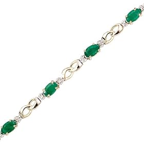 Buy 14K Yellow White Gold 0.02 ct. Diamond and 3 ct. Emerald Bracelet by Katarina Jewelry