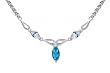 Attractive 1.75 carats total weight Marquise Shape Swiss Blue Topaz & White CZ Gemstone Necklace in Sterling Silver