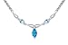 Attractive 1.75 carats total weight Marquise Shape Swiss Blue Topaz & White CZ Gemstone Necklace in Sterling Silver Rhodium Finish