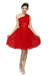 Girls Cocktail Short One Shoulder Empire   Waistline Bridesmaid Dress 