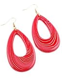 Large Coral Marbled Plastic Teardrop Earrings