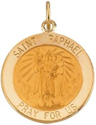 St. Saint Raphael Medal Pendant 14K Gold Yellow R16328