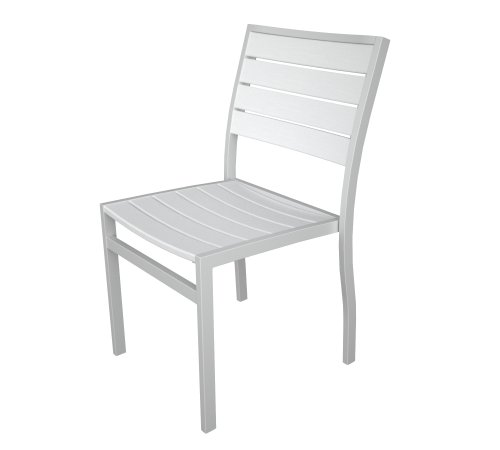 Recycled Earth-Friendly European Outdoor Dining Chair - White with White Frame