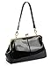 Vintage Kiss Lock Handbags Shiny Patent Leather Evening Clutch Purse Tote Bags with Chain Strap (Black)